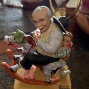 Norman Rockwell Rocking Horse Figurine in Gray and Black